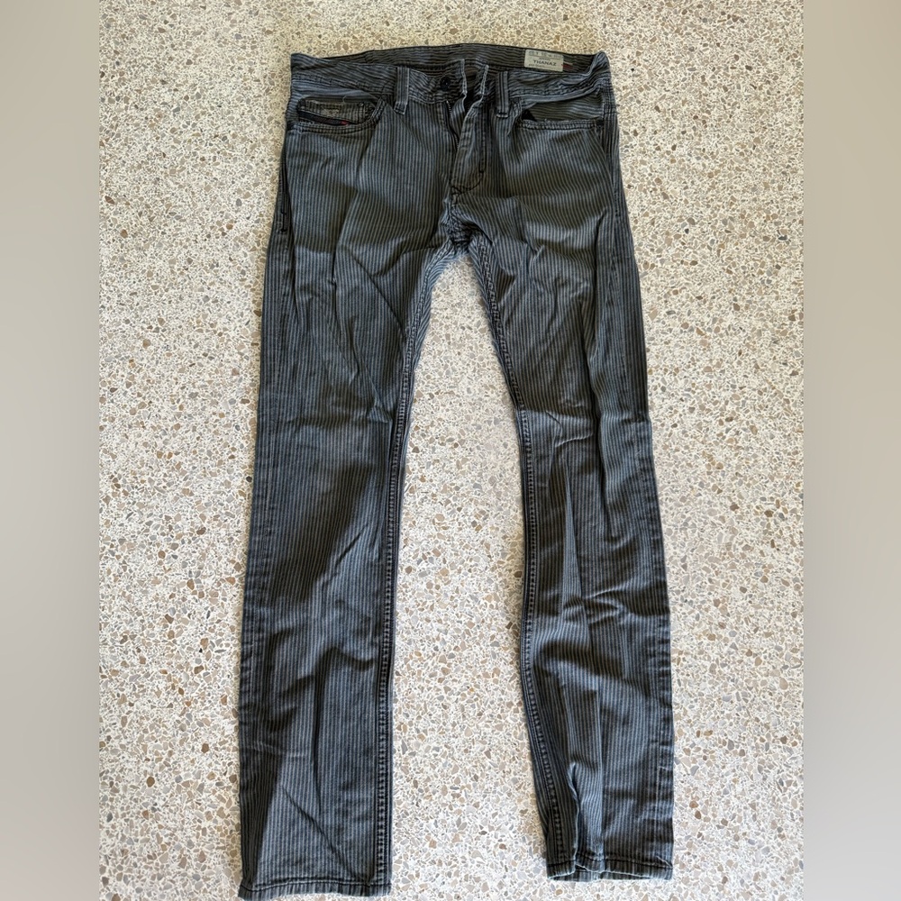 Diesel Men's Black Striped Skinny Jeans